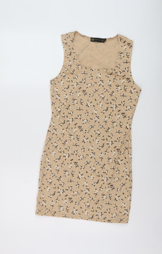 Additional front view of I SAW IT FIRST women’s beige geometric polyester mini, size UK 12, scoop neck pullover