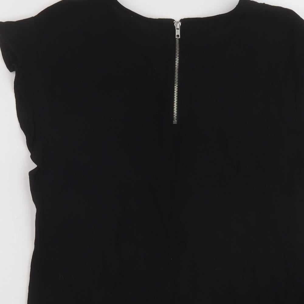 Womens UK Size XS Mango Black Basic T-Shirt