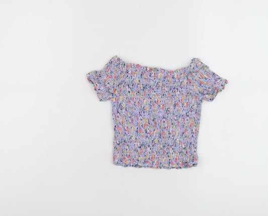 Womens UK Size 6 New Look Purple Cropped T-Shirt