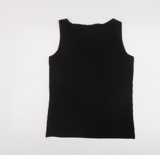 M&Co Womens Black Polyester Basic Tank Size 16 Round Neck