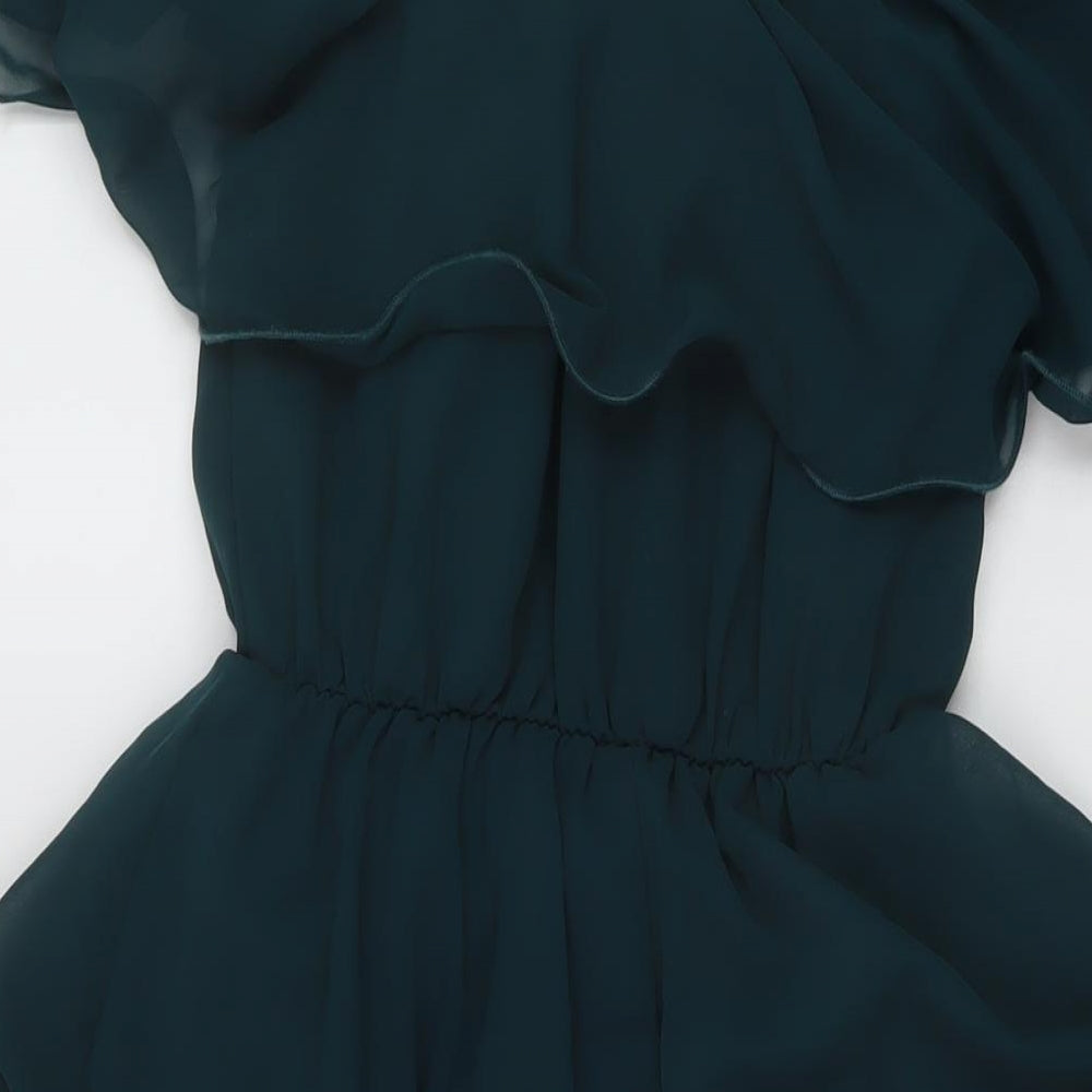 PRETTYLITTLETHING Womens Green Polyester A-Line Size 8 Square Neck Pullover