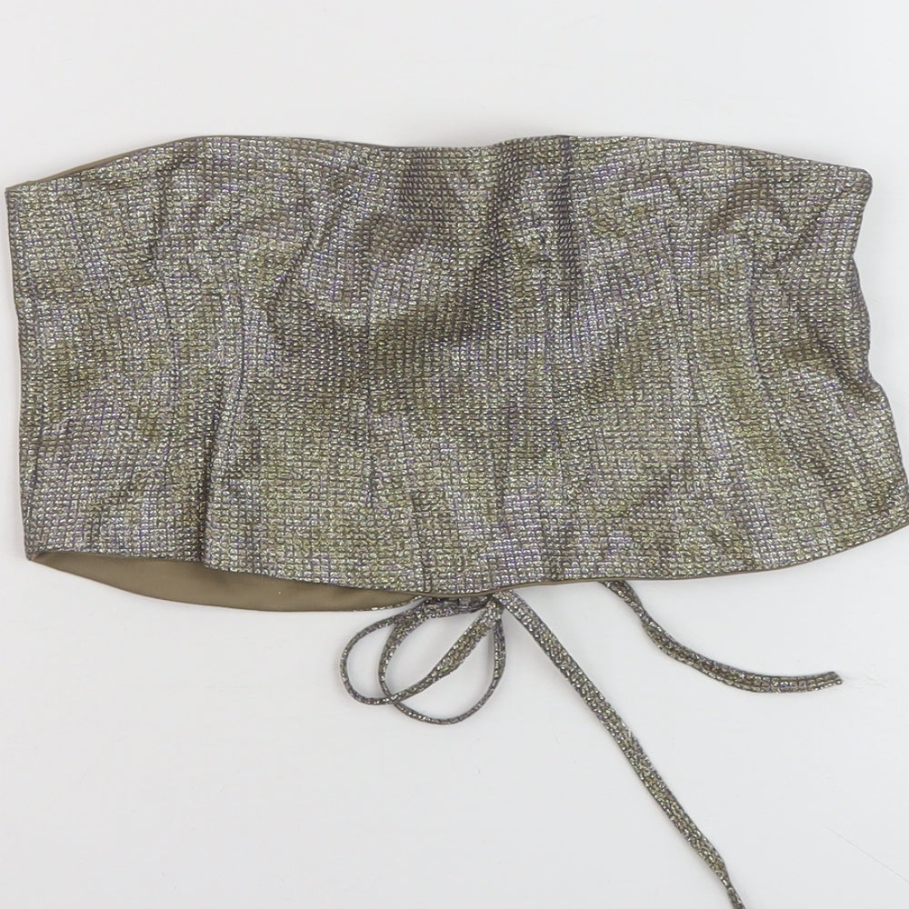 Womens UK Size M Missguided Gold Cropped Tank