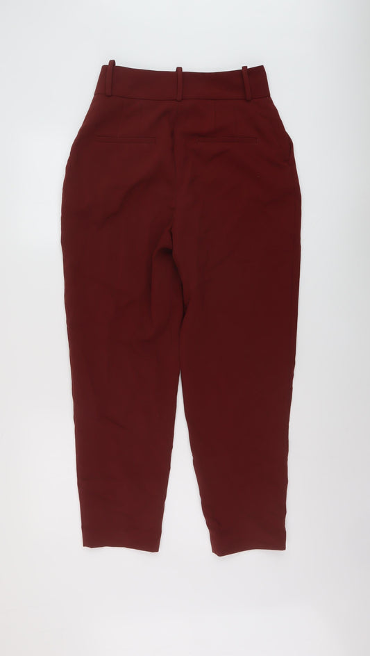 Womens UK Size S Zara Regular Fit Red Trousers