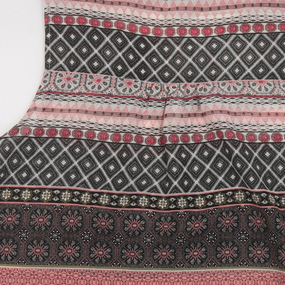 Bonmarché Womens Multicoloured Geometric Polyester Basic Tank Size 16 V-Neck