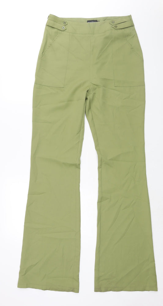 Womens UK Size 10 PRETTYLITTLETHING Regular Fit Green Trousers