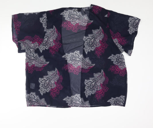 Originals Womens Blue Paisley Polyester Kimono Blouse Size L V-Neck