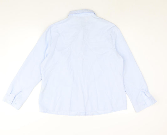 EWM Womens Blue Polyester Basic Button-Up Size 18 Collared - Pleat Detail