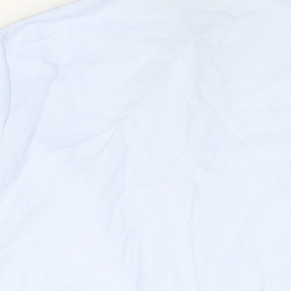 EWM Womens Blue Polyester Basic Button-Up Size 18 Collared - Pleat Detail