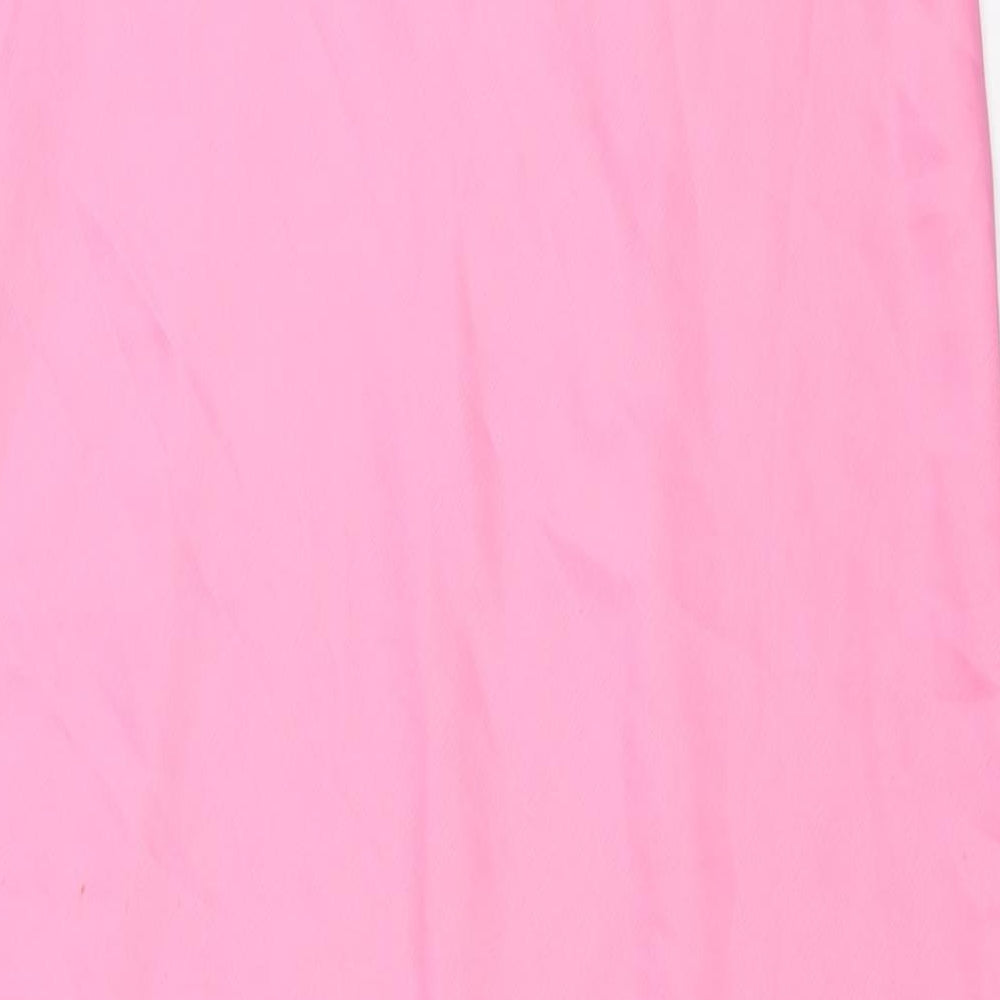 Monki Womens Pink Polyester A-Line Skirt Size 10 Zip - Front Slit