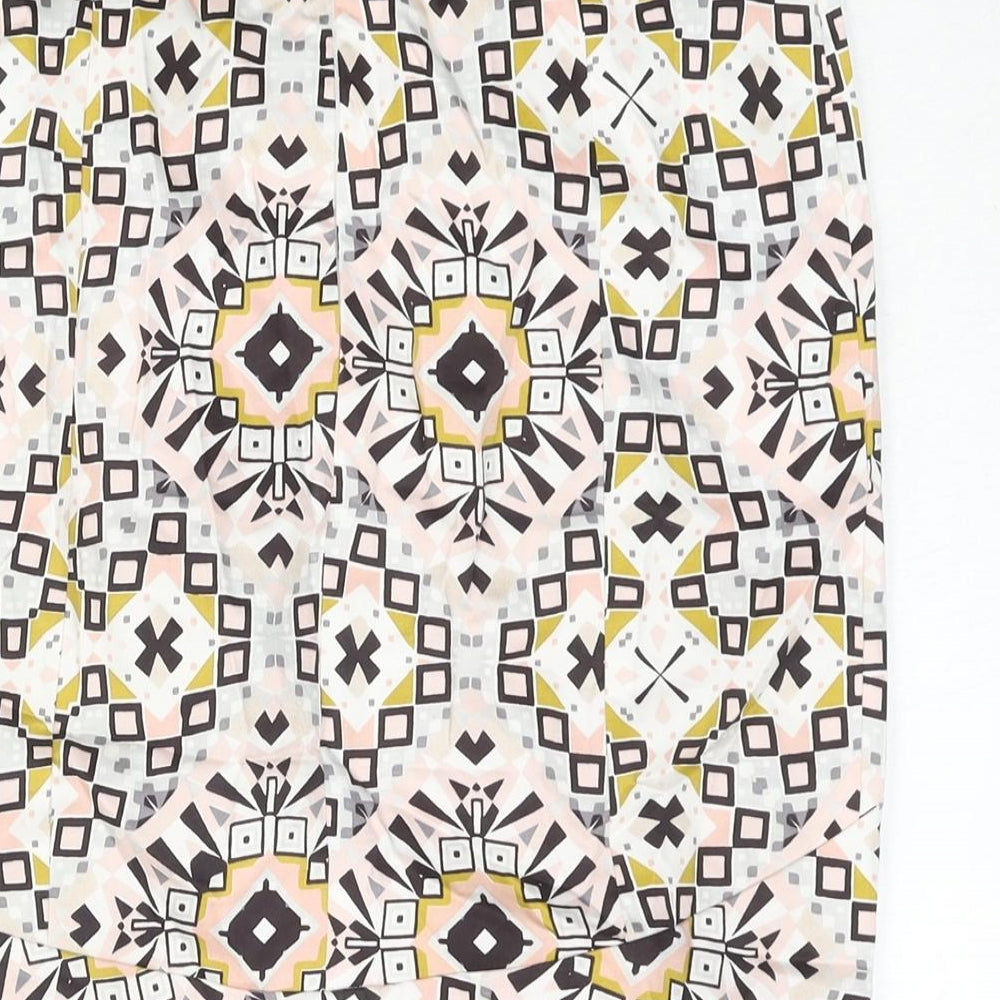 French Connection Womens Multicoloured Geometric Cotton Straight & Pencil Skirt Size 8 Zip
