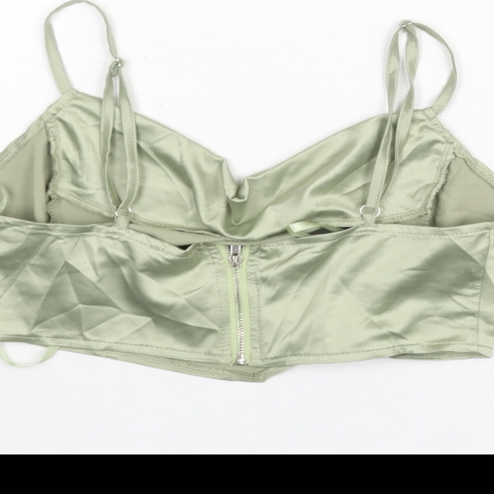 Womens UK Size 8 PRETTYLITTLETHING Green Cropped Blouse
