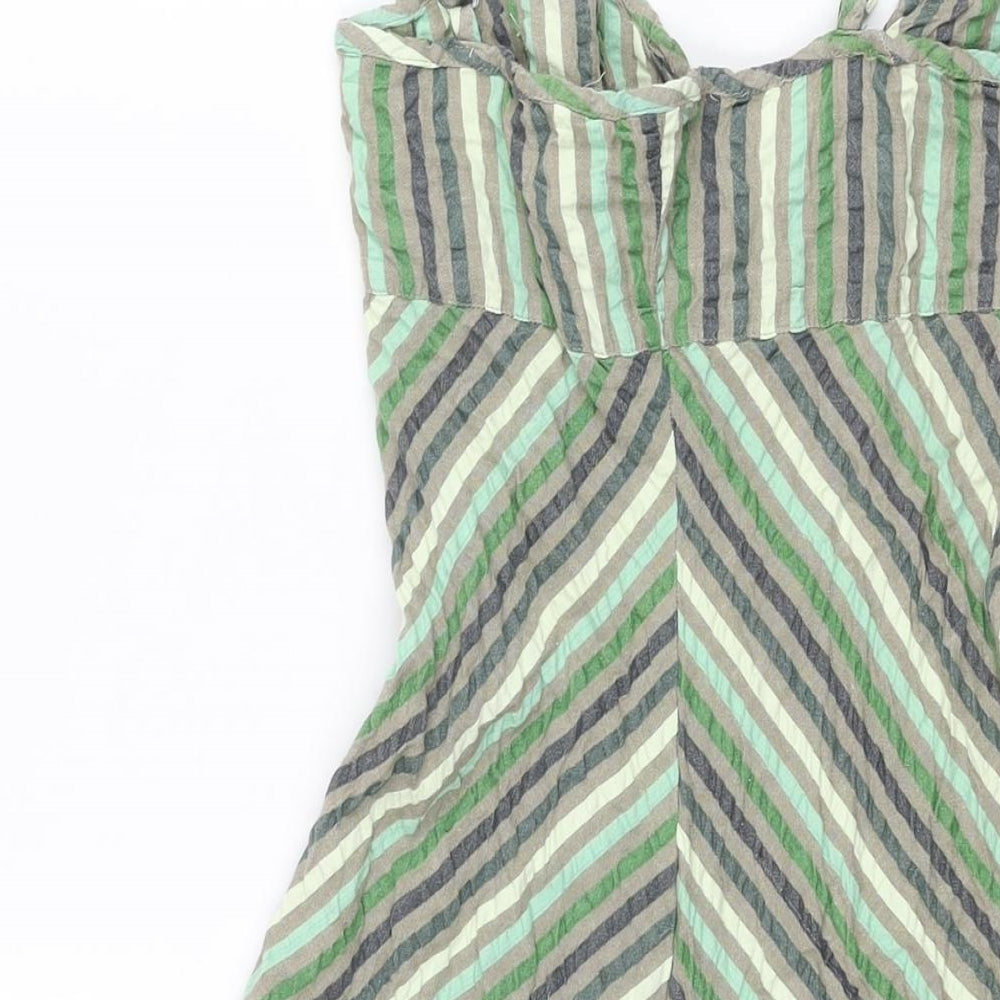 Divided by H&M Womens Green Striped Polyester Sheath Size 10 V-Neck Pullover