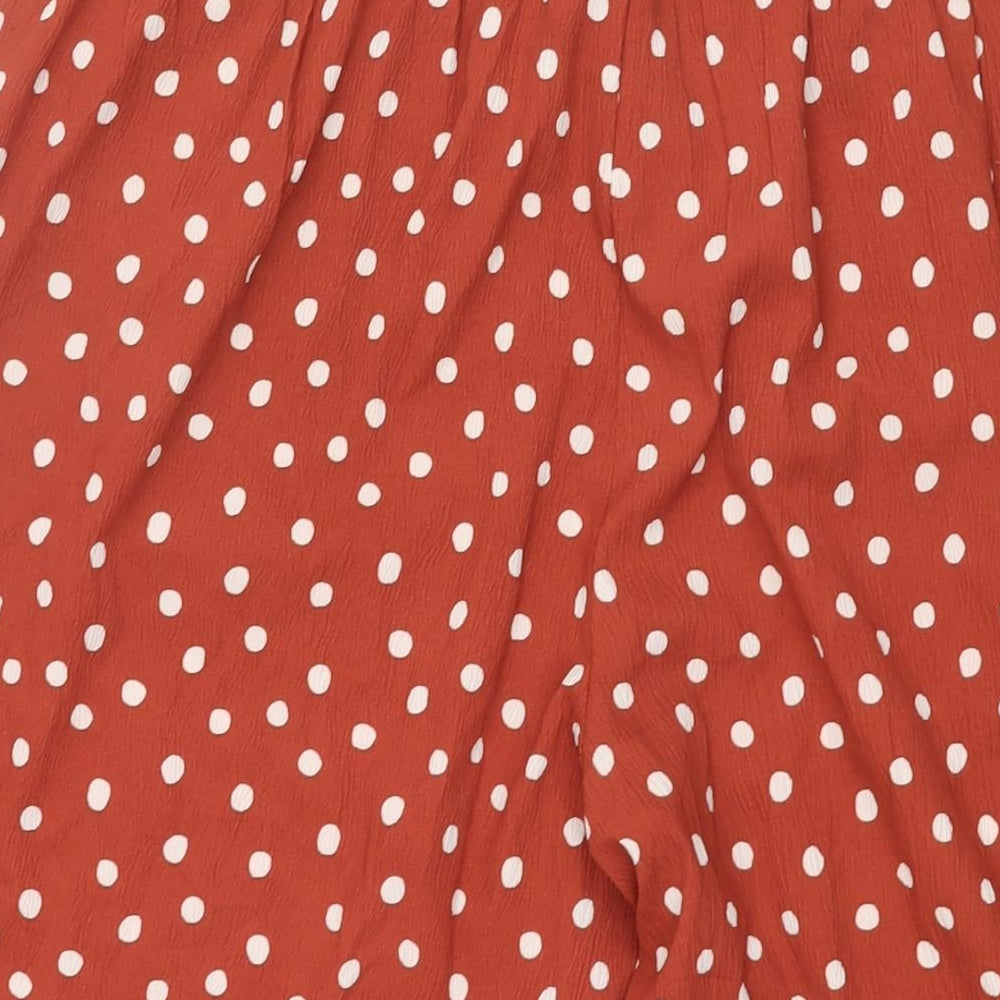Capsule Womens Brown Polka Dot Polyester Cropped Trousers Size 18 L20 in Regular - Elasticated Waist