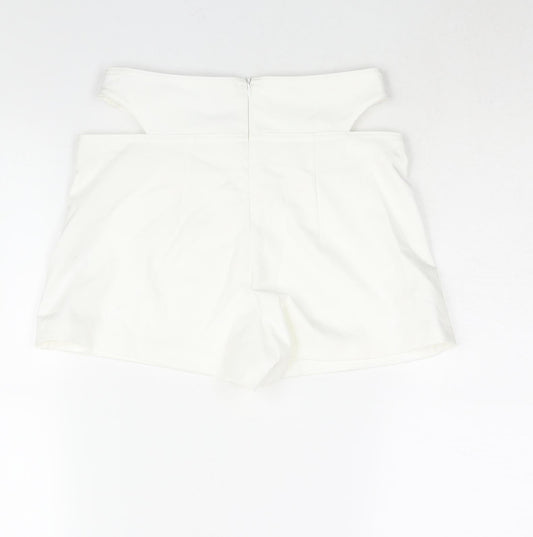 Bershka Womens White Polyester Skort Skirt Size 8 Zip - Cut Out