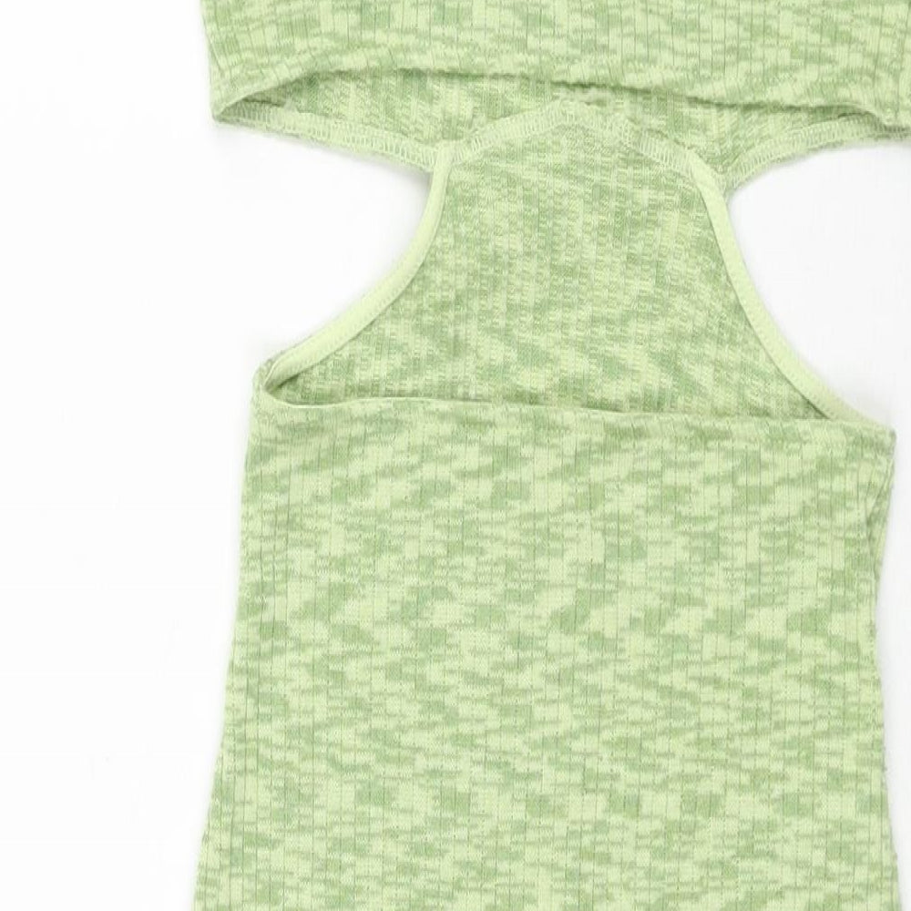 Divided by H&M Womens Gold Polyester Bodycon Size XS Halter Pullover - Backless