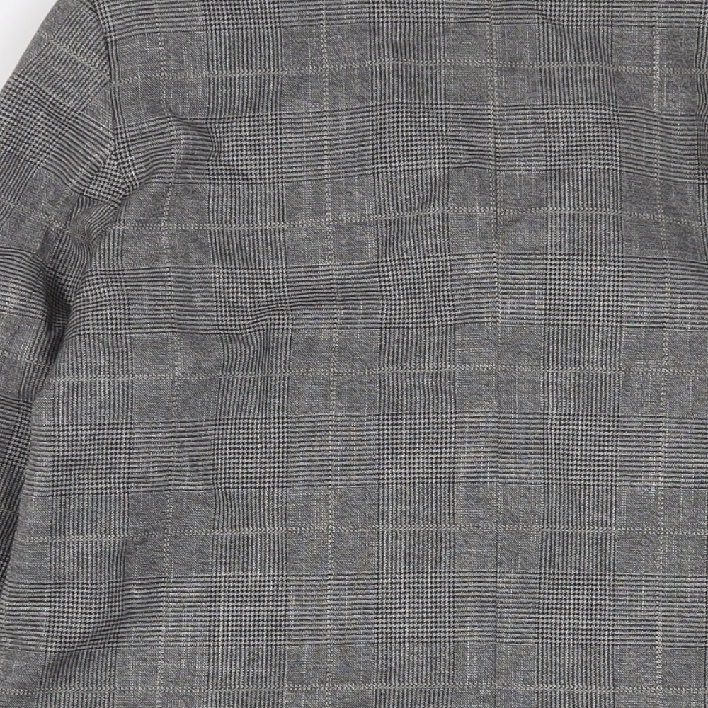 H&M Womens Grey Plaid Jacket Blazer Size 10 Button