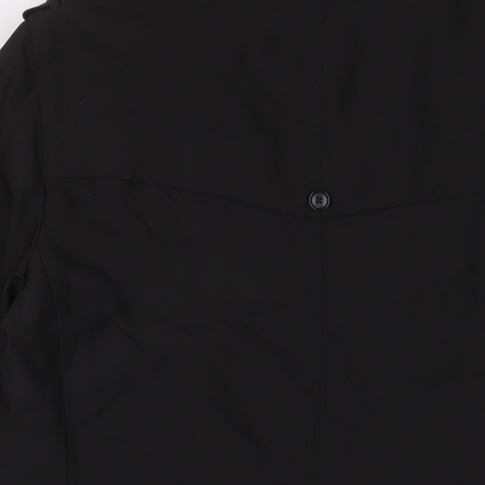 Autograph Mens Black Overcoat Coat Size M Button