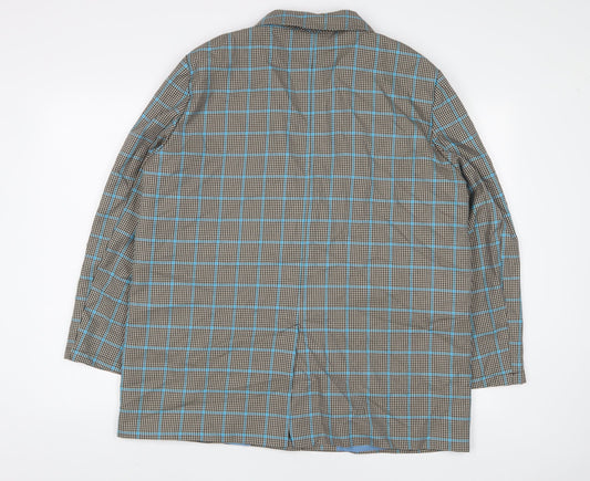 COLLUSION Womens Black Plaid Jacket Blazer Size 14 Button