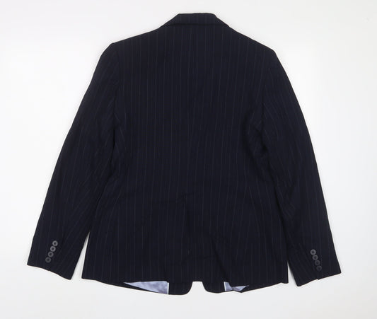 Autonomy Womens Blue Striped Jacket Blazer Size 14 Button