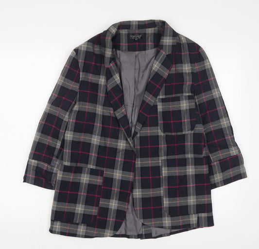 Topshop Womens Multicoloured Plaid Jacket Blazer Size 12 - Open