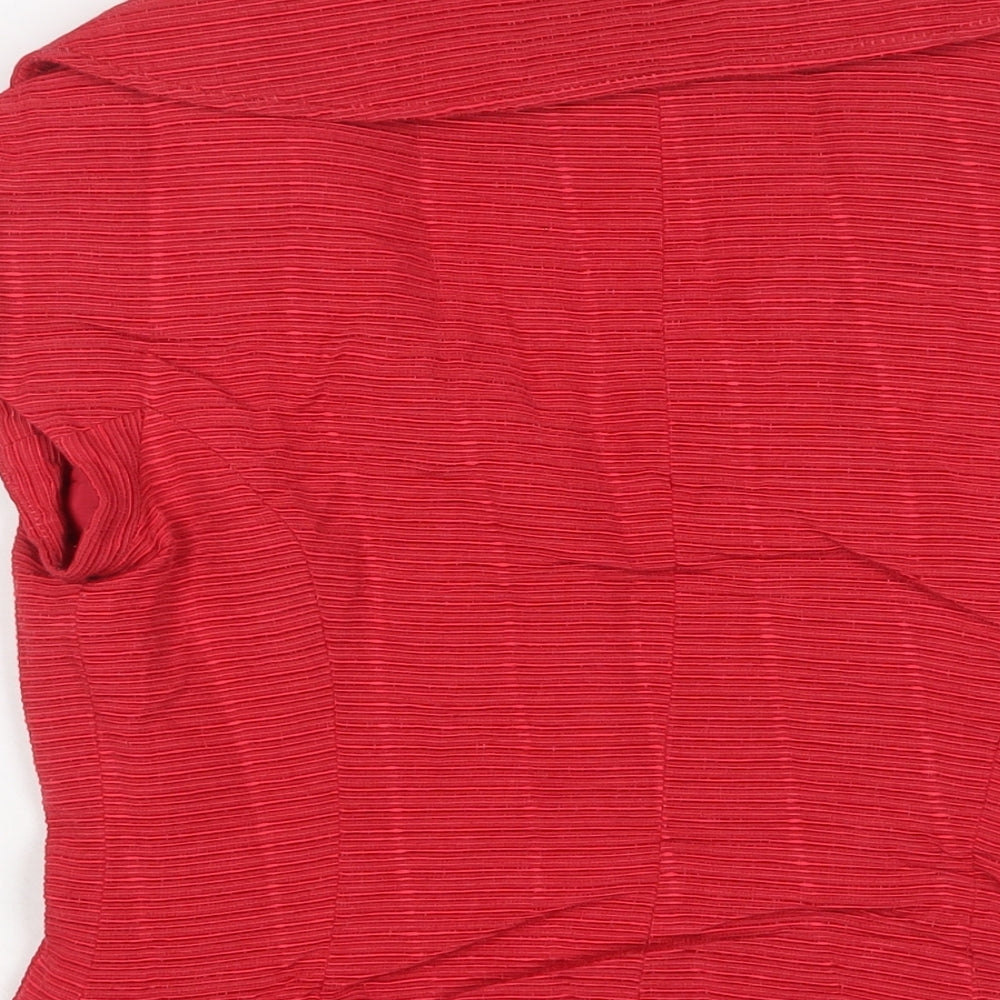 Brand and care label for Principles women’s red jacket, size UK 12, button