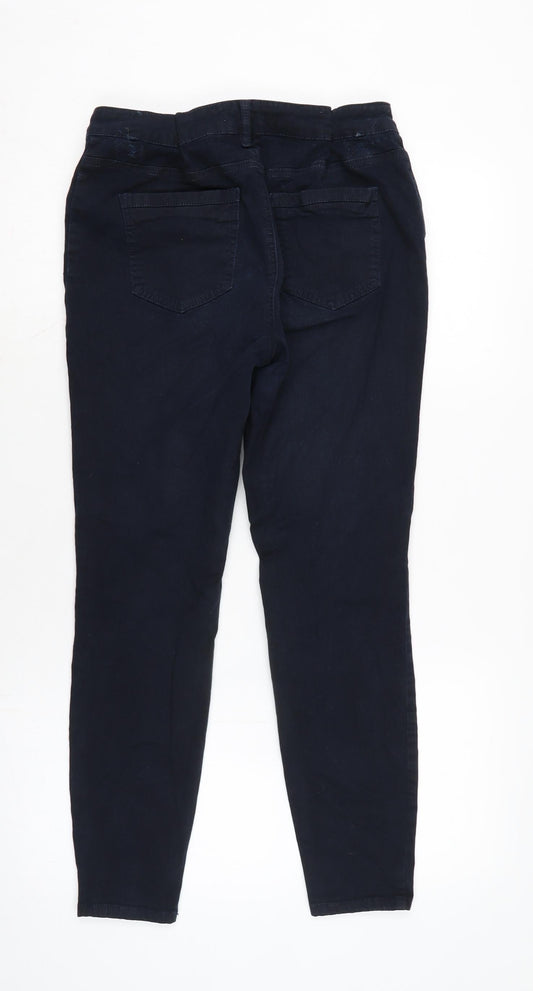 TU Womens Blue Cotton Blend Tapered Jeans Size 14 L26 in Regular Zip