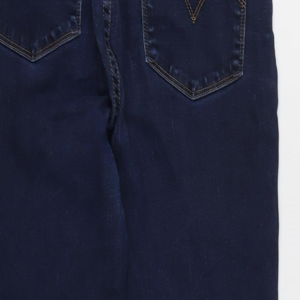 Levis Womens Blue Cotton Blend Straight Jeans Size 30 in L26 in Regular Zip - Raw / tape effect hem.