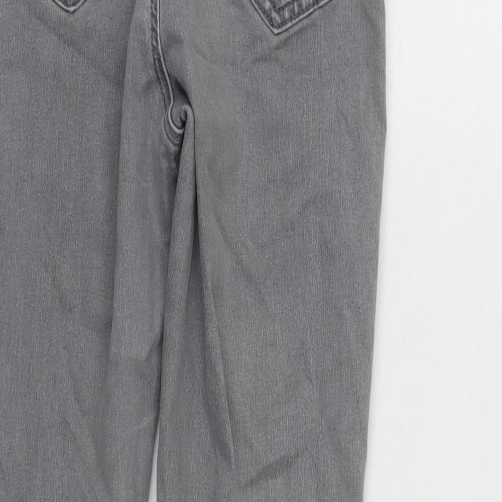 Topshop Womens Grey Cotton Blend Tapered Jeans Size 27 in L25 in Regular Zip