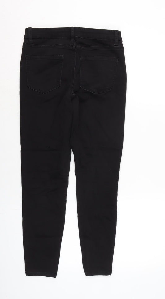 Denim & Co. Womens Black Cotton Blend Tapered Jeans Size 10 L24.5 in Regular Zip