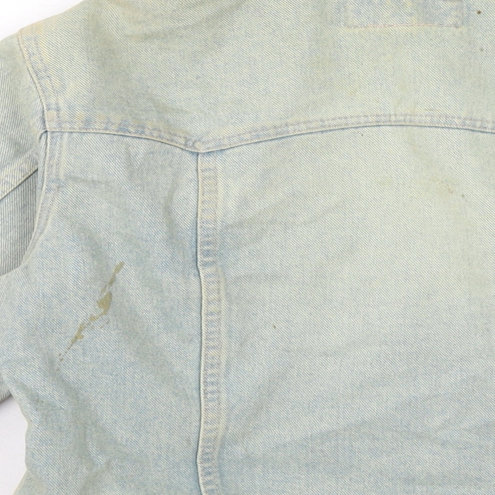 Pull&Bear Womens Blue Biker Jacket Size 12 Button