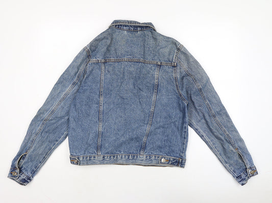 Denim & Co. Womens Black Biker Jacket Size 12 Button