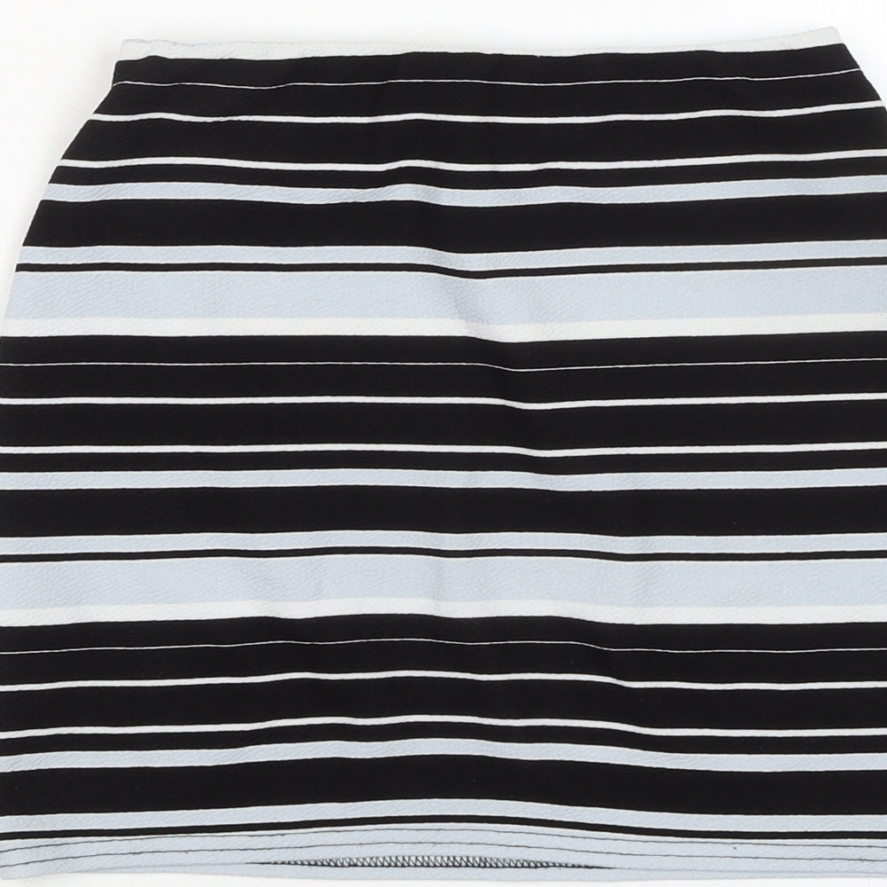 New Look Womens Multicoloured Striped Polyester Bandage Skirt Size 8