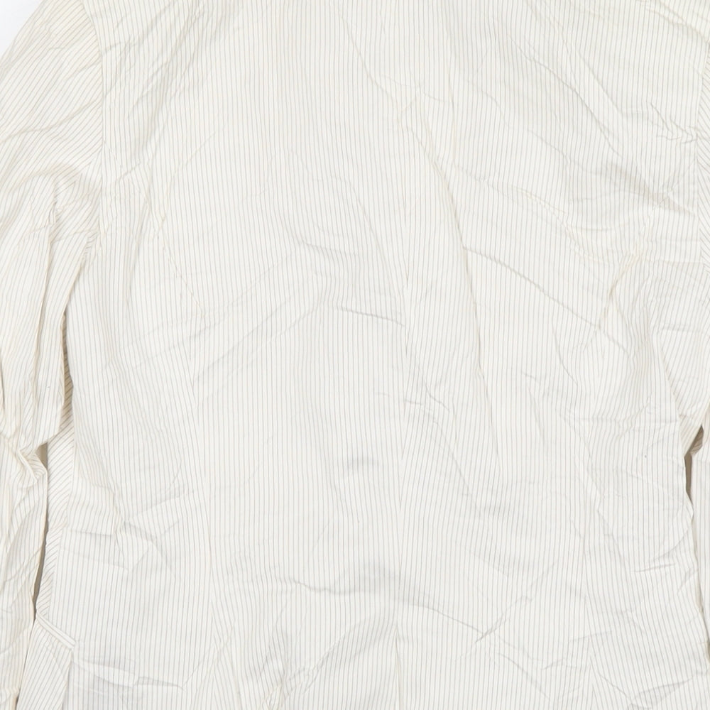 H&M Womens White Striped Jacket Size 6 Button