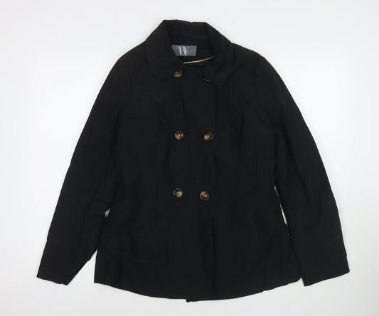 Womens UK Size 12 BHS Black Trench Coat