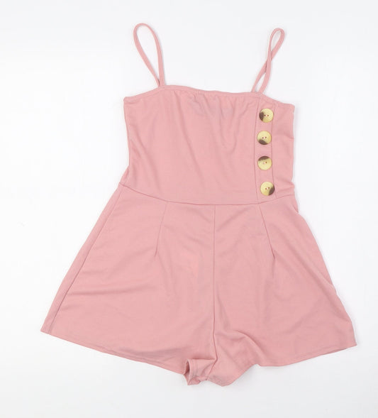 Womens UK Size 8 Boohoo One-Piece Pink Playsuit