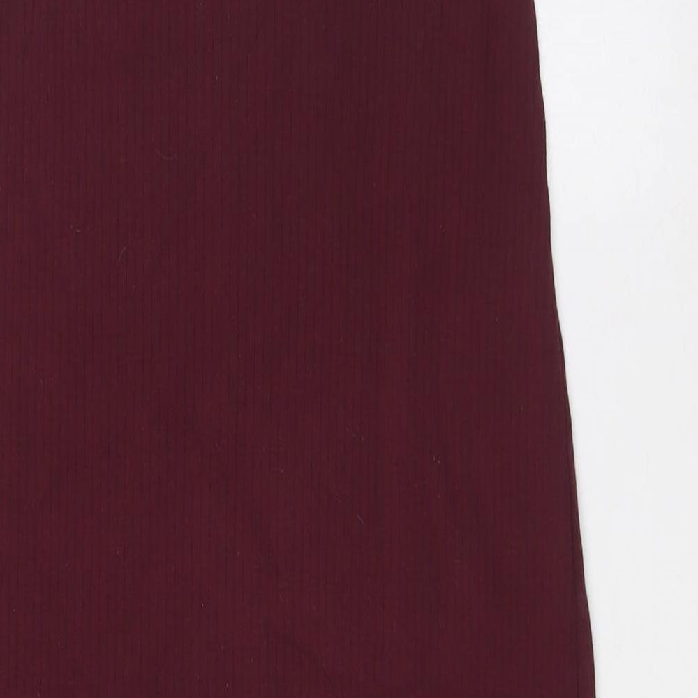 Missguided Womens Purple Polyester A-Line Size 8 V-Neck - Ribbed