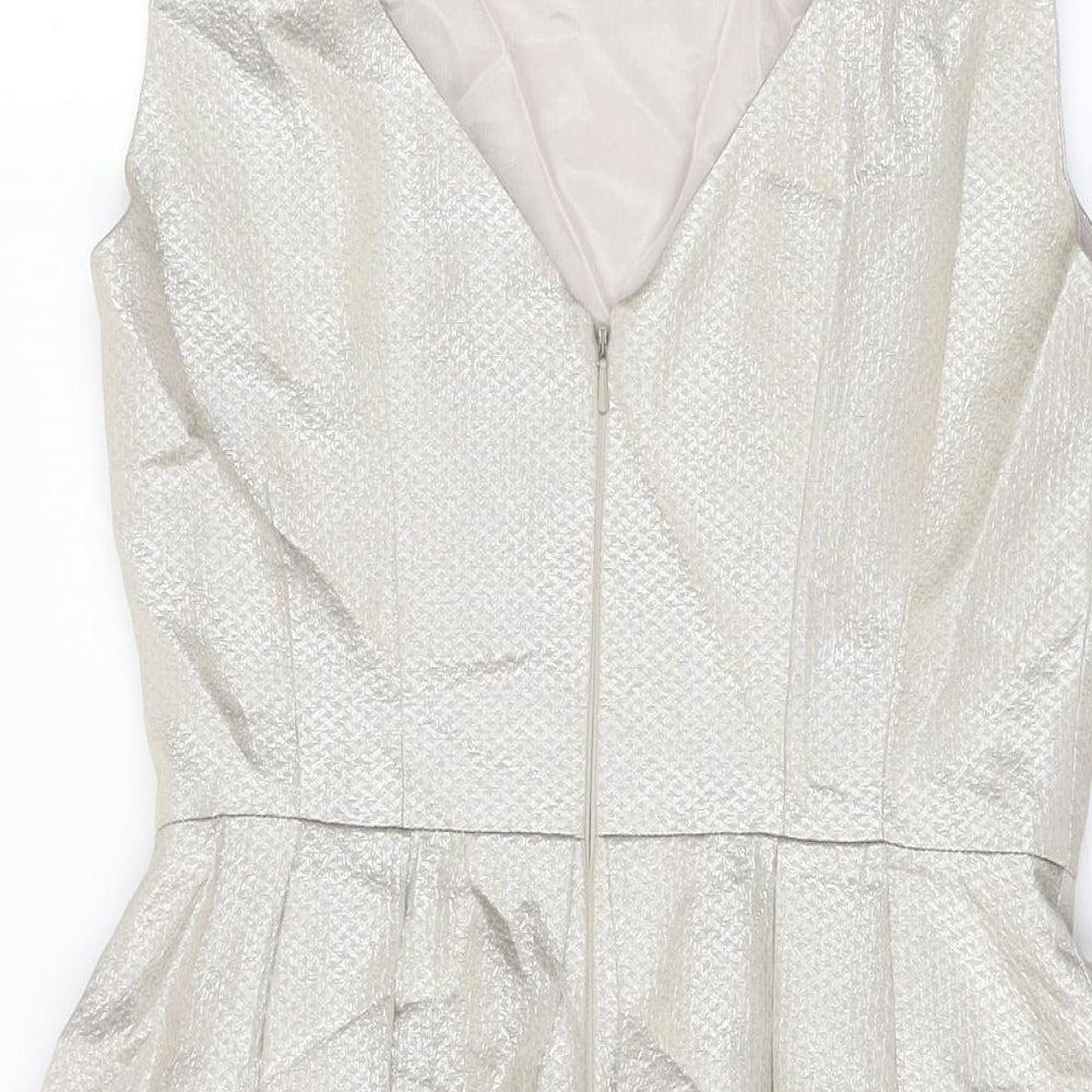 Coast Womens Gold Acetate A-Line Size 10 Round Neck Zip