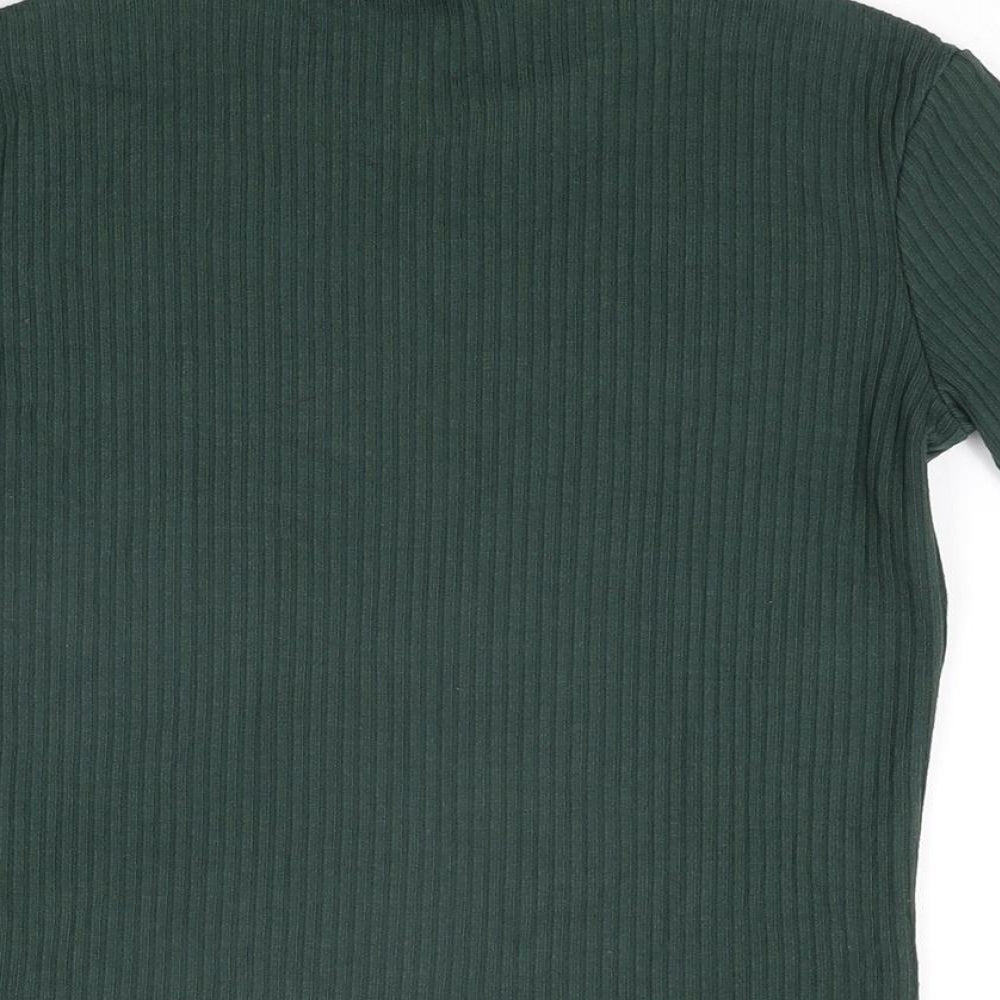 Womens UK Size M Pull&Bear Green Basic T-Shirt