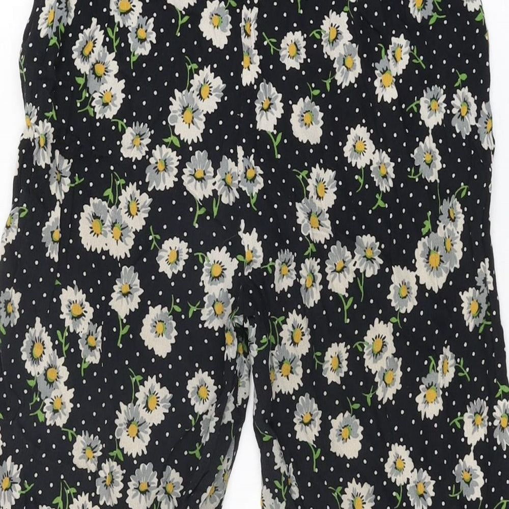 Womens UK Size XS Zara Regular Fit Cropped Black Trousers