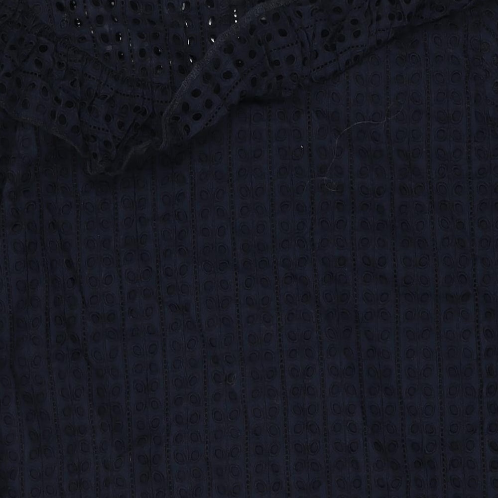 NEXT Womens Blue Cotton Shift Size 16 Round Neck Button