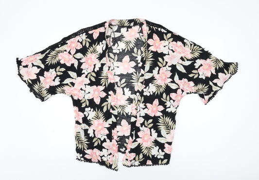 Womens UK Size 8 New Look Black Kimono T-Shirt