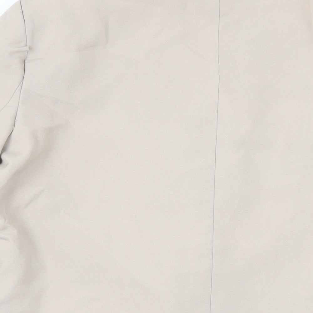 Brand and care label for Missguided women’s beige jacket blazer, size UK 10, button
