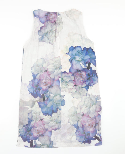 H&M Womens Multicoloured Floral Polyester A-Line Size 12 Round Neck Zip