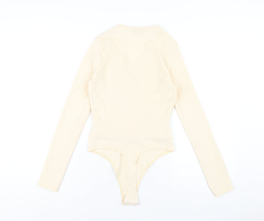 In the Style Womens Ivory Polyester Bodysuit One-Piece Size 8 Snap