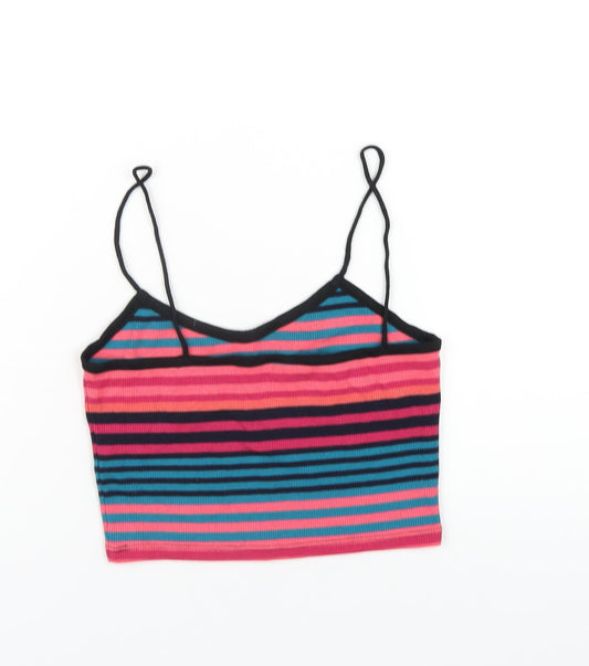 Womens UK Size 8 Topshop Multicoloured Cropped T-Shirt