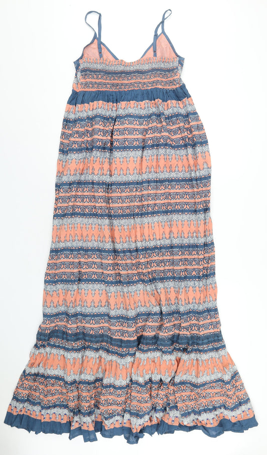 Miss Selfridge Womens Multicoloured Geometric Cotton Maxi Size 10 V-Neck Pullover