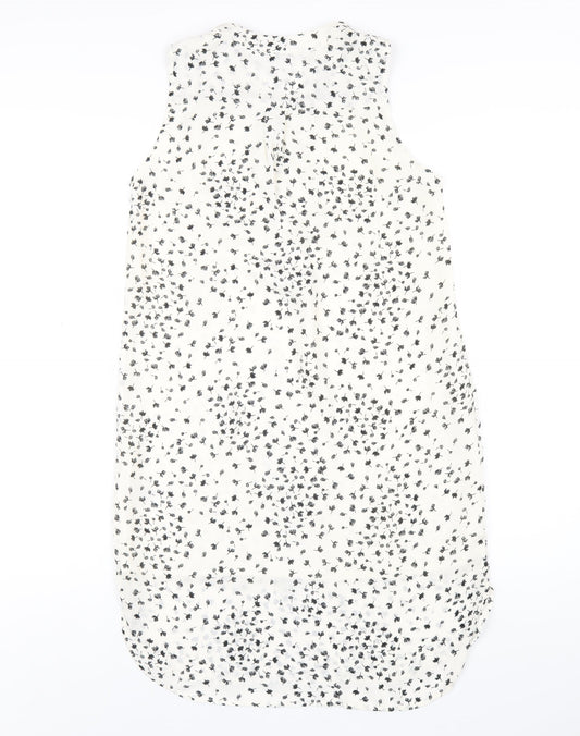 H&M Womens Ivory Geometric Polyester A-Line Size 6 V-Neck Pullover
