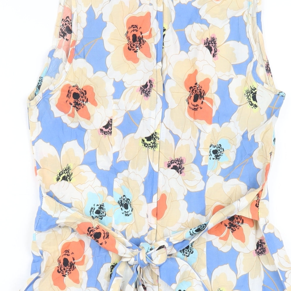 Dorothy Perkins Womens Multicoloured Geometric Cotton A-Line Size 10 V-Neck Zip