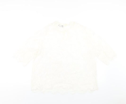 Womens UK Size 18 Wallis Ivory Basic T-Shirt