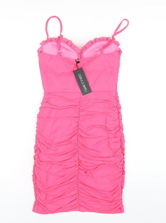 I SAW IT FIRST Womens Pink Polyester Bodycon Size 8 Sweetheart Zip